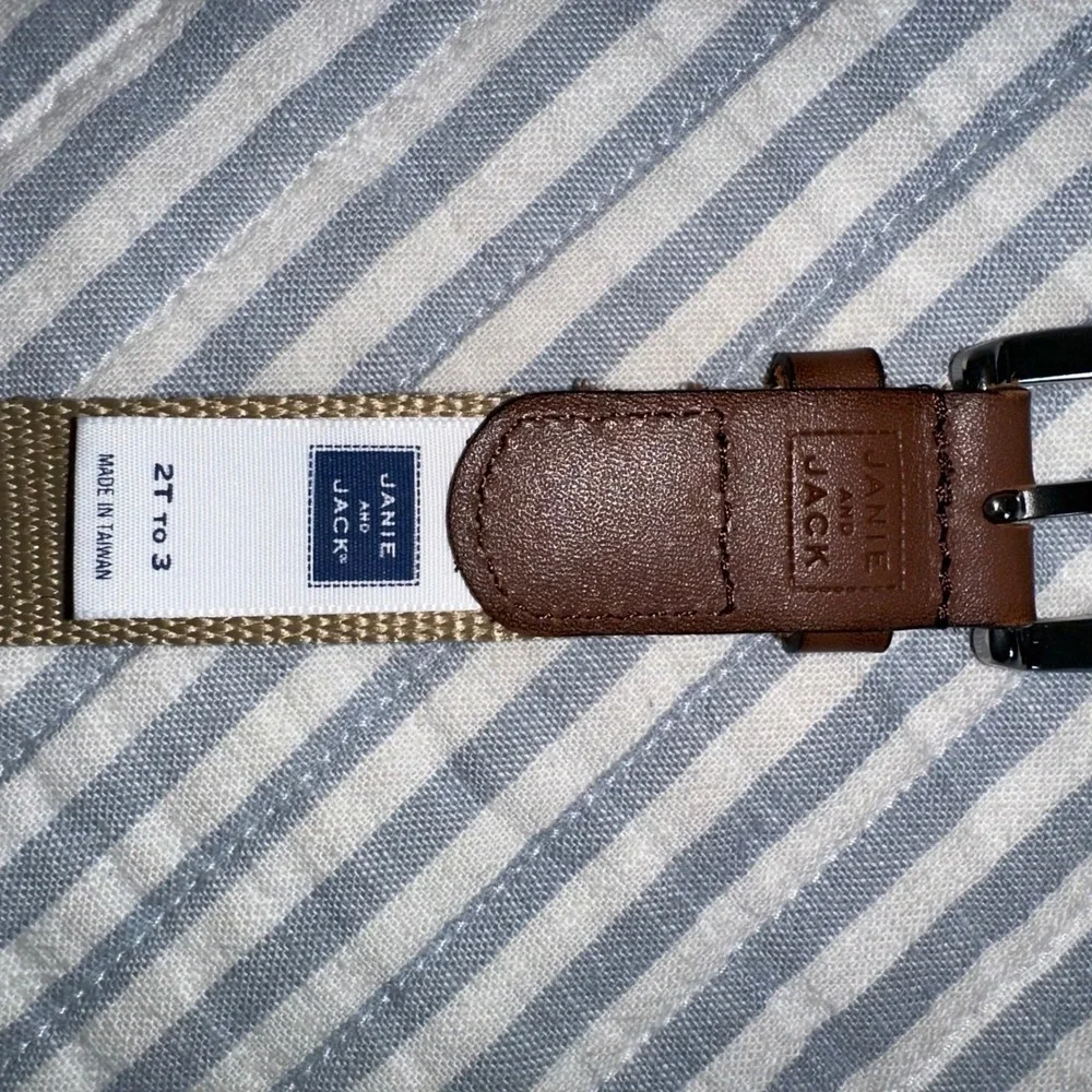 Janie and Jack Boys Navy Dog Embroidered Canvas Leather Belt 2T 3T 100024246